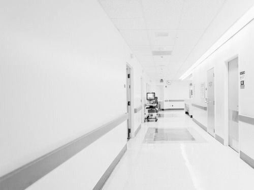 Sterile White Hospital Hallway