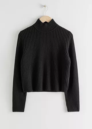 Ribbed Wool Relaxed Turtleneck - Black - Sweaters - & Other Stories