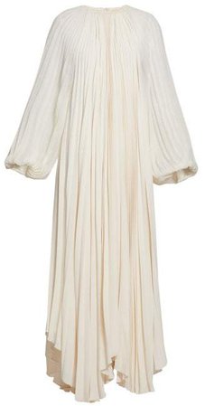 Martina Beaded Neck Pleated Crepe Gown - Womens - Ivory