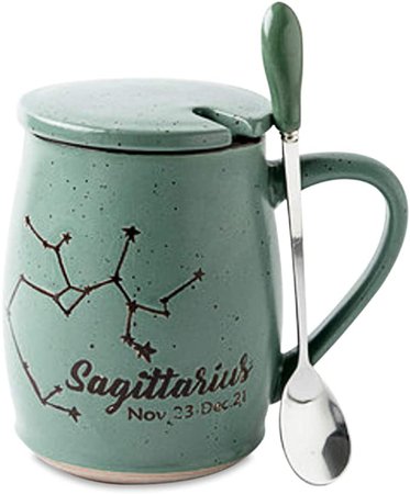 Amazon.com: Ceramic Zodiac Constellation Mugs 15 OZ - Astrology Cup with Spoon and Lid Set - Star Mug - Dishwasher & Microwave Safe (GEMINI): Kitchen & Dining
