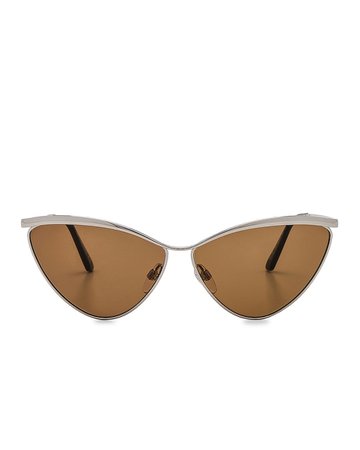 Balenciaga Cat Eye Sunglasses in Silver & Vintage Brown | FWRD