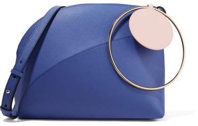 Eartha Medium Color-block Textured-leather Shoulder Bag - Bright blue