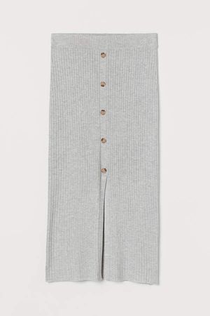 Rib-knit Skirt - Gray