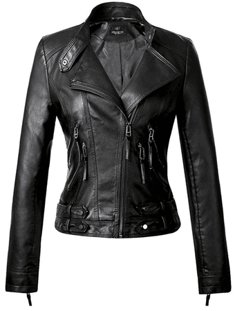 Tanming Women's Faux Leather Moto Biker Short Coat Jacket