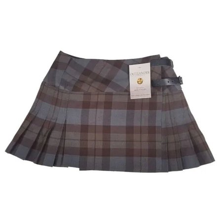 blue brown pleated skirt