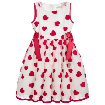 Monnalisa Chic - Girls Red Hearts Dress | Childrensalon Outlet