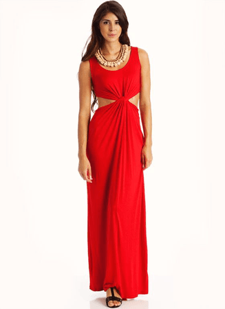 Red Cutout Maxi Dress