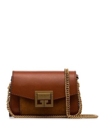 Givenchy brown Logo clasp-front leather and suede mini bag brown BB6018B033 - Farfetch