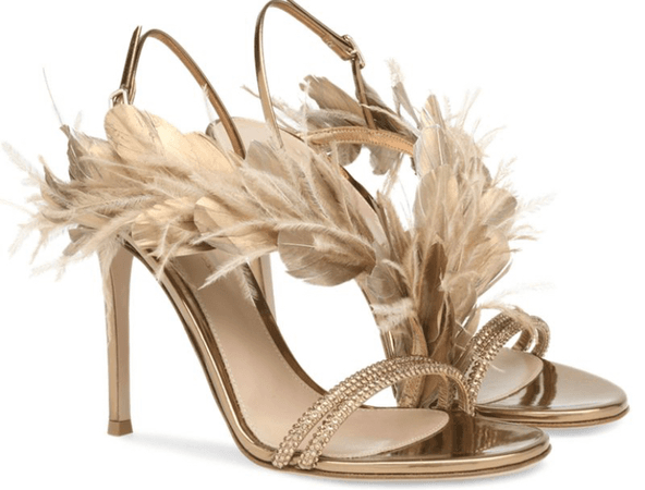 SUNIE FEATHER AND DAMANTE HIGH HEEL SANDALS