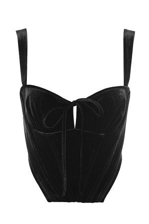 Clothing : Tops : 'Aayla' Black Velvet Cupped Corset Top