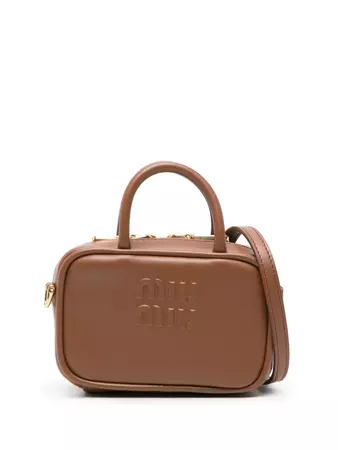 Miu Miu embossed-logo Leather Mini Bag - Farfetch