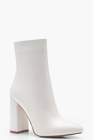 White faux leather boots