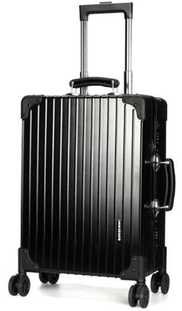 Swiss Aluminium Luggage Suitcase Lightweight with TSA locker 8 wheels 360 degree rolling HardCase SN7611C 28″ Black