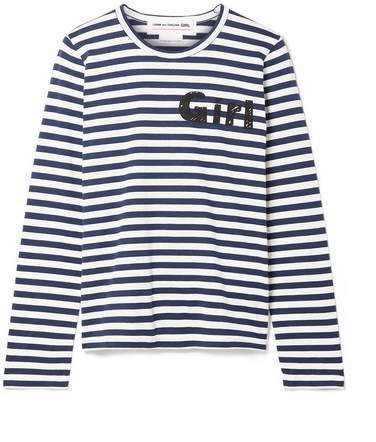 Striped Cotton-jersey Top - Navy