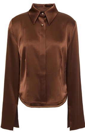 brown satin blouse