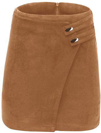 VKOOVIFA Women's High Waist Faux Suede Zipper Back A-Line Bodycon Short Mini Skirts. at Amazon Women’s Clothing store