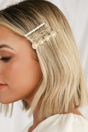 Petit Moments - Gold and Pearl Hair Pin Set - Hair Pins