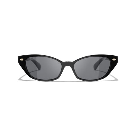 Cat Eye Sunglasses Black & Gold eyewear | CHANEL