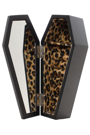 Coffin Jewellery Box Black/Leopard by Sourpuss | Gifts &
