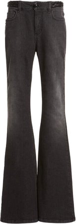 Dundas Braided Leather Detailed Flared-Leg Jeans