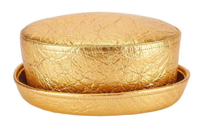 Chanel Gold Boater Hat