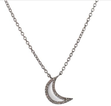 silver Mini White Moon Necklace