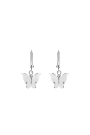 silver white butterfly earrings