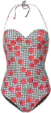 gingham cherry print swimsuit