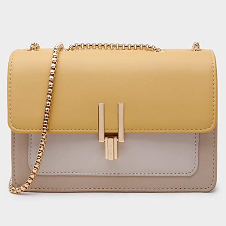 Crossbody Bags for Women Leather Cross Body Purses Cute Color-Block Designer Handbags Shoulder Bag Medium Size Yellow: Handbags: Amazon.com