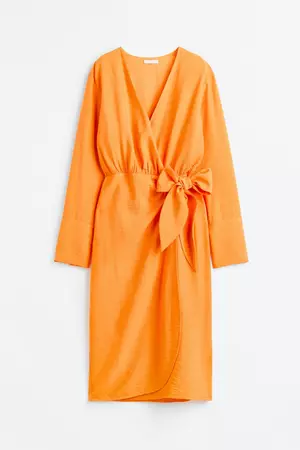 Tie-detail Wrap Dress - Orange - Ladies | H&M US