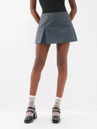Grey Single-pleat twill mini skirt | SHUSHU/TONG | MATCHESFASHION US