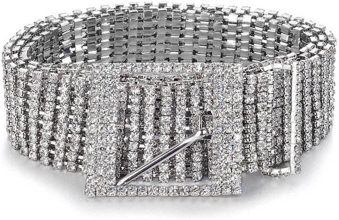CREAMprice Silver Chain Belts For Women Dress Crystal Rhinestone Bridal Dress Belt Plus Size (1063.5cm, Silver) at Amazon Women’s Clothing store
