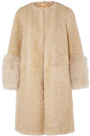 Prada | Teddy oversized goat hair-trimmed shearling coat | NET-A-PORTER.COM