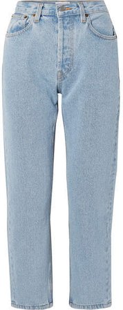 Still Here - Tate Cropped Striped High-rise Straight-leg Jeans - Blue