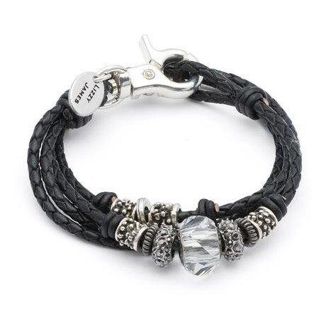 Mini Tokyo Braided Leather Silverplate Wrap Bracelet w Swarovski Crystal – Lizzy James