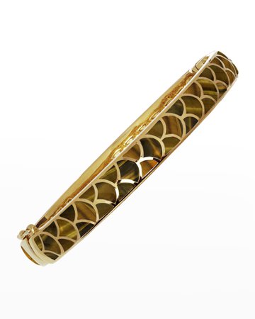 Jan Leslie Koi Cascade Tiger's Eye 18k Gold Vermeil Sterling Silver Bangle Bracelet