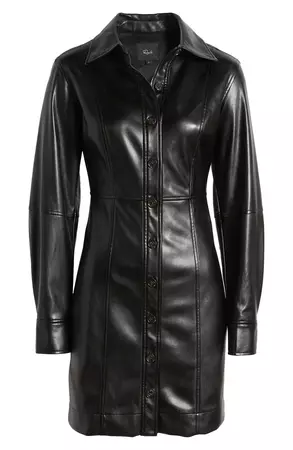 Rails Ruby Long Sleeve Faux Leather Shirtdress | Nordstrom