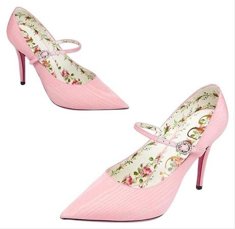 Gucci Light Pink Floral Mary Jane Heels