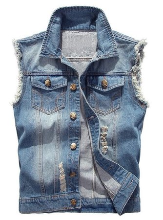 Lejckea Women's Fashion Casual Ripped Denim Jean Vest(Sky Blue, XL Size) at Amazon Women's Coats Shop