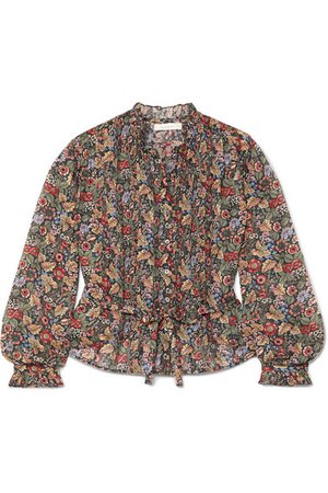 DÔEN | Cezanne belted floral-print cotton-voile blouse | NET-A-PORTER.COM