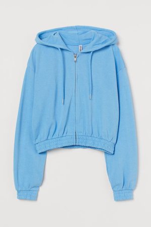 Short Hooded Sweatshirt Jacket - Light blue - Ladies | H&M US
