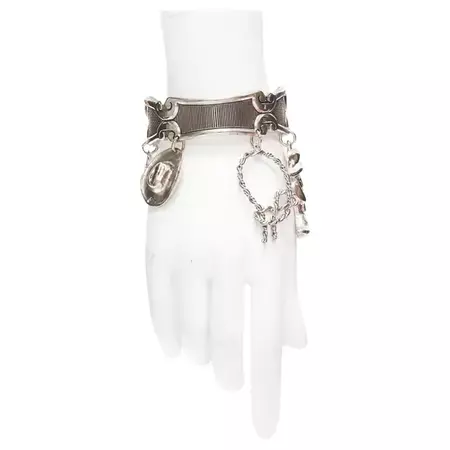 DSQUARED2 Vintage silver metal Western Cowboy charm cuff bangle For Sale at 1stDibs