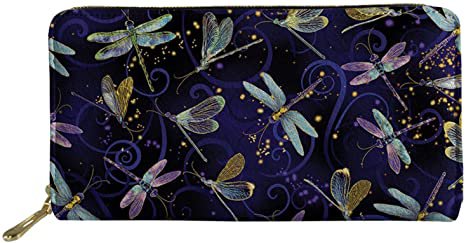 FOR U DESIGNS Dragonfly Design Women's Long Wallet, Zipper PU Leather Purse, Credit Card Holder at Amazon Women’s Clothing store