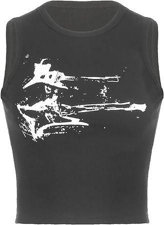 Women's Y2K Tops Star Graphic Sleeveless Racerback Tops Ribbed