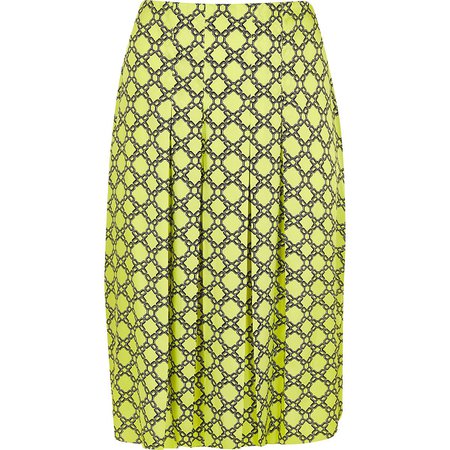 Plus green chain print pleated skirt - Midi Skirts - Skirts - women