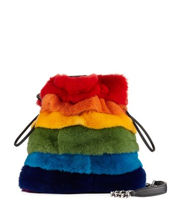 Les Petits Joueurs Trilly Rainbow Fur Bucket Bag