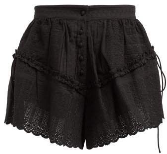 Sir - Celie Broderie Anglaise Cotton Shorts - Womens - Black