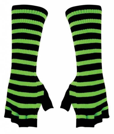 Green Striped Gloves