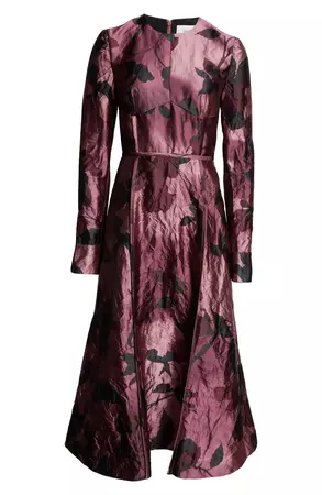 Erdem Metallic Floral Long Sleeve Dress | Nordstrom