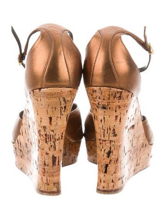 Christian Dior Metallic Platform Wedges - Shoes - CHR60796 | The RealReal